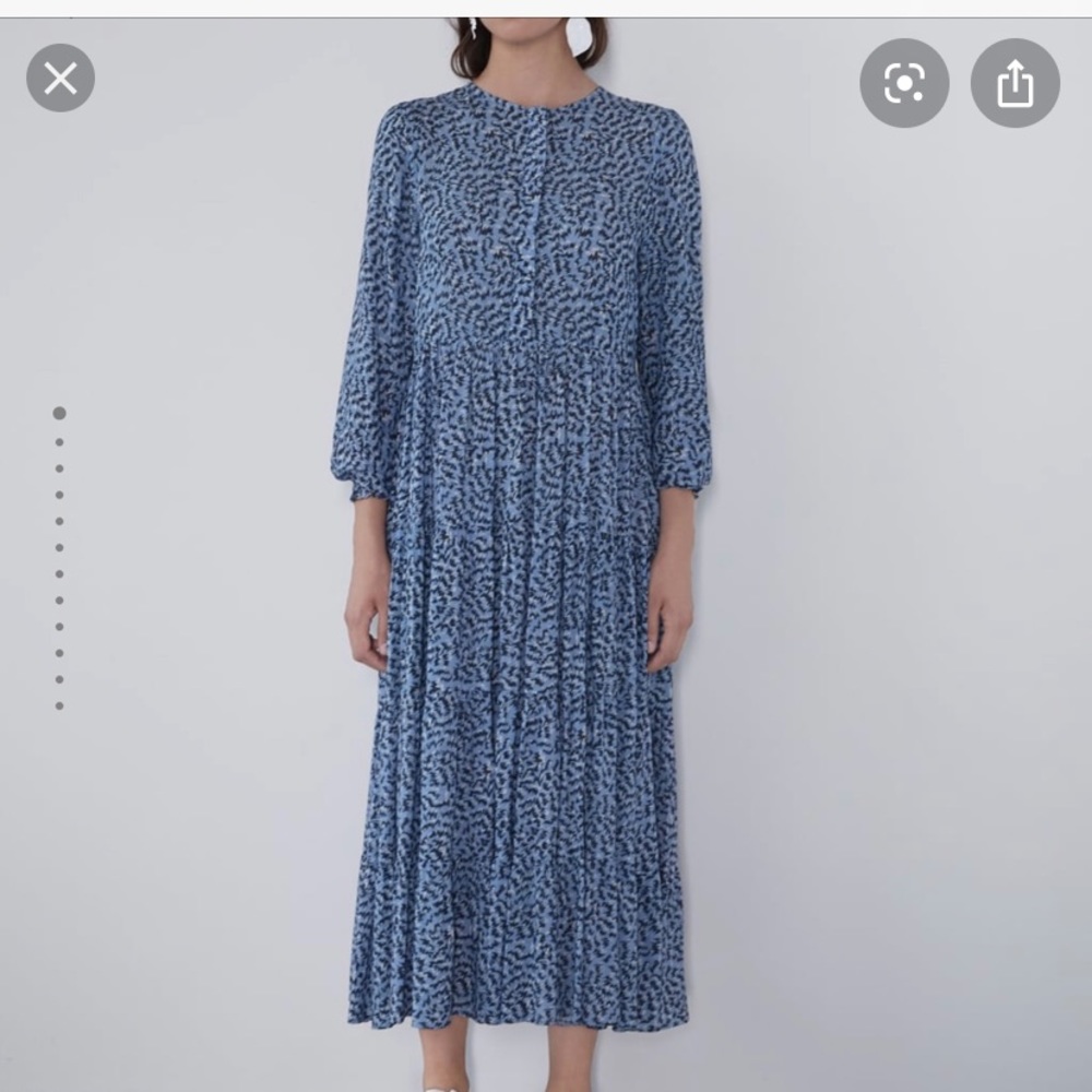 Zara blue printed midi angel dress